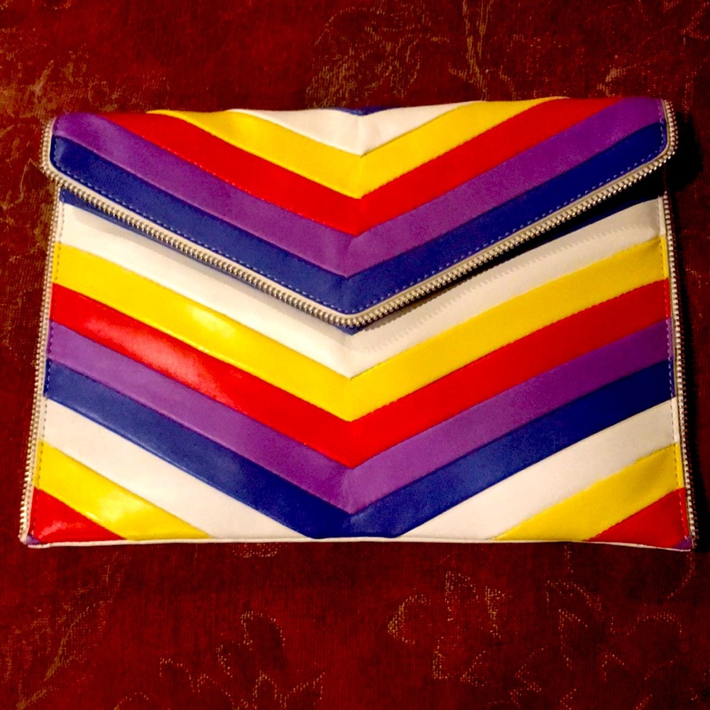 Rebecca Minkoff color block leather clutch